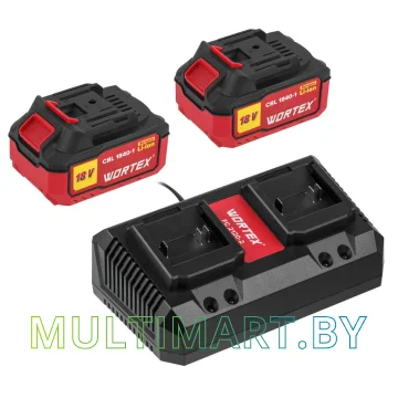 Аккумулятор с зарядным устройством Wortex 1329413 (2x18В/4 Ач + 18В)